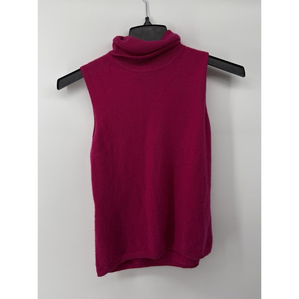 Valerie Stevens Pink Cashmere Sleeveless Turtleneck Sweater Soft Quiet Luxury PS
